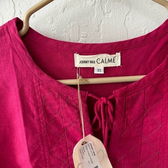 Johnny Was Calme Pink XS Pink 3/4 Tassel Embroidered Blouse - Picture 8 of 14